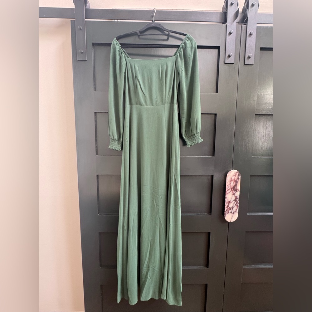 Baltic Born Green Bishop Sleeve Gown for Weddings